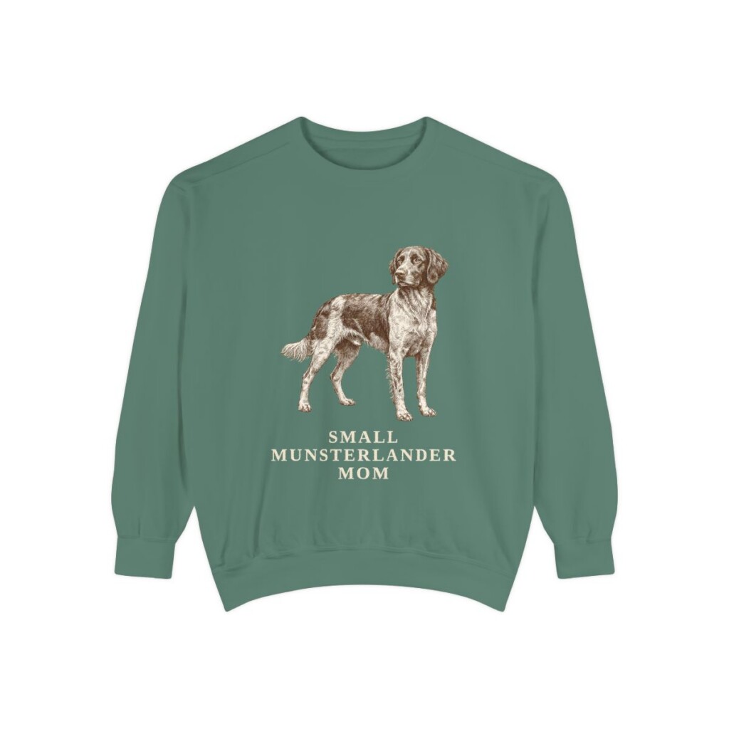 Small Munsterlander Mom Sweatshirt, Light Green, front view