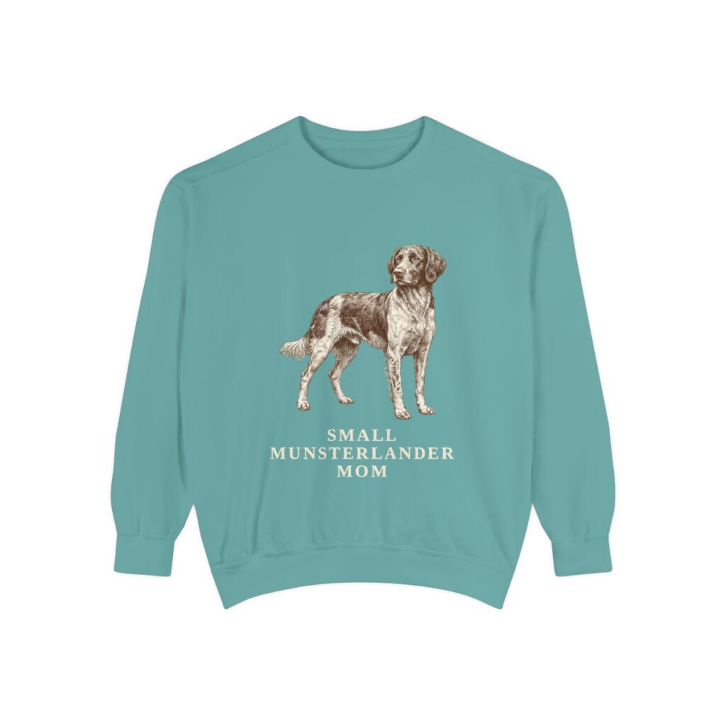 Small Munsterlander Mom Sweatshirt, Seafoam, front view