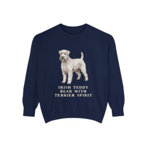 Soft Coated Wheaten Terrier Humor Sweatshirt, True Navy, front view