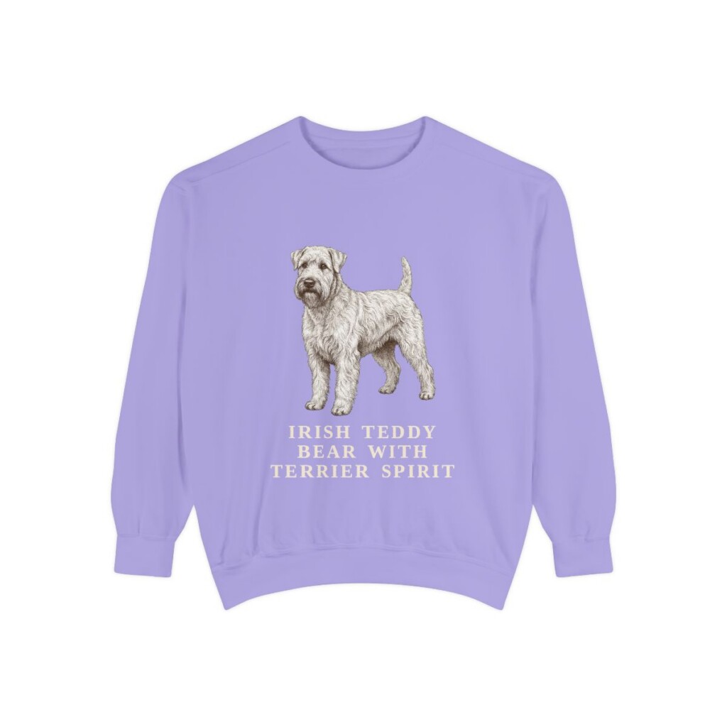 soft-coated-wheaten-terrier-sweatshirt-humor-violet Soft Coated Wheaten Terrier Humor Sweatshirt, Violet, front view