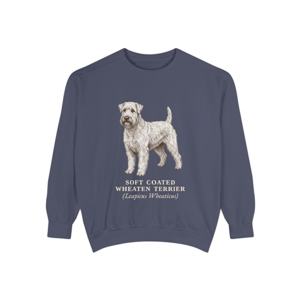 Soft Coated Wheaten Terrier Latin Sweatshirt, Denim, front view