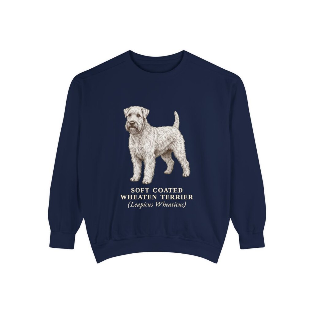 Soft Coated Wheaten Terrier Latin Sweatshirt, True Navy, front view