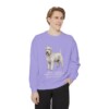 Soft Coated Wheaten Terrier Latin Sweatshirt, Violet, person 1 front