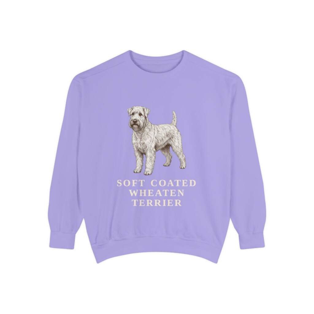 Soft Coated Wheaten Terrier Sweatshirt, Violet, front view