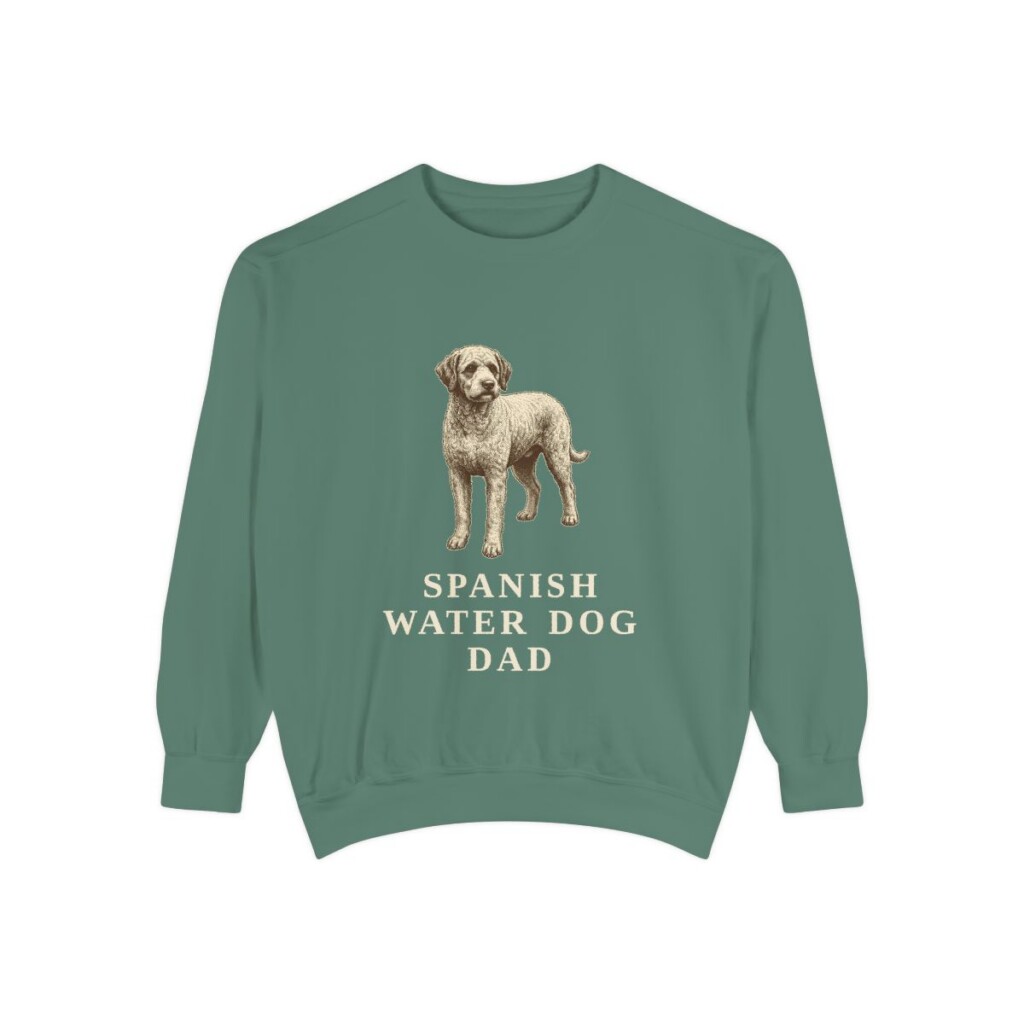 Spanish Water Dog Dad Sweatshirt, Light Green, front view