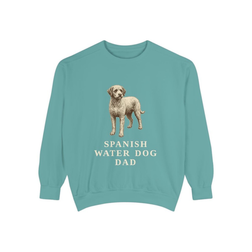 Spanish Water Dog Dad Sweatshirt, Seafoam, front view
