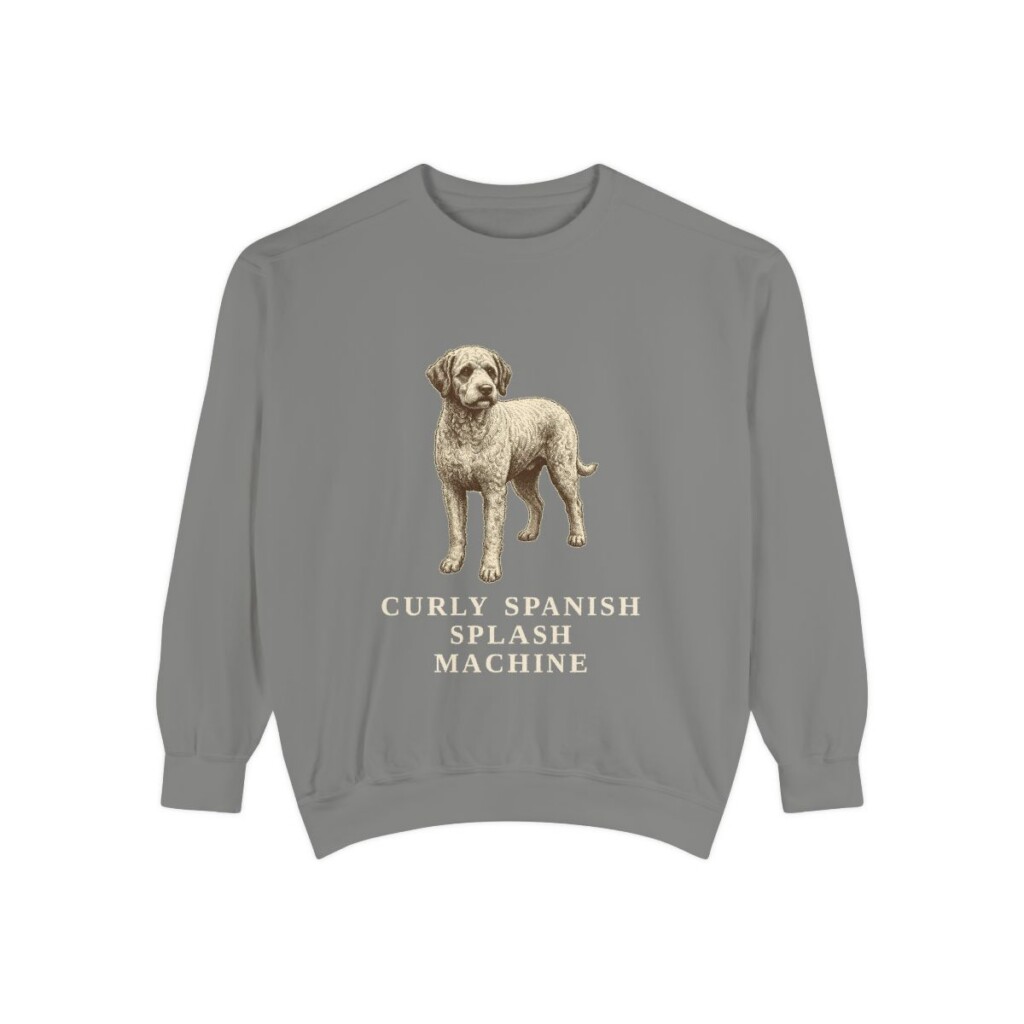 spanish-water-dog-sweatshirt-humor-grey Spanish Water Dog Humor Sweatshirt, Grey, front view