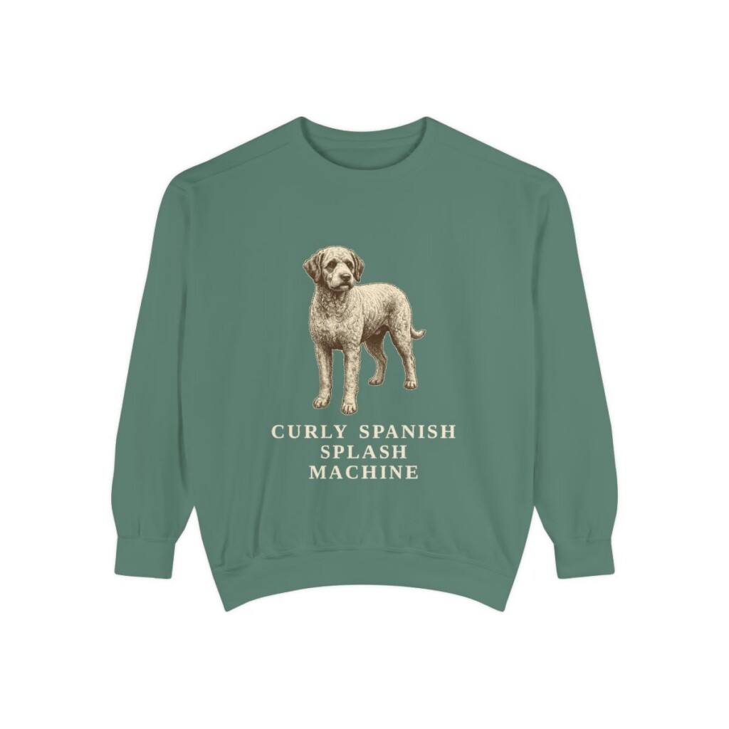 spanish-water-dog-sweatshirt-humor-light-green Spanish Water Dog Humor Sweatshirt, Light Green, front view