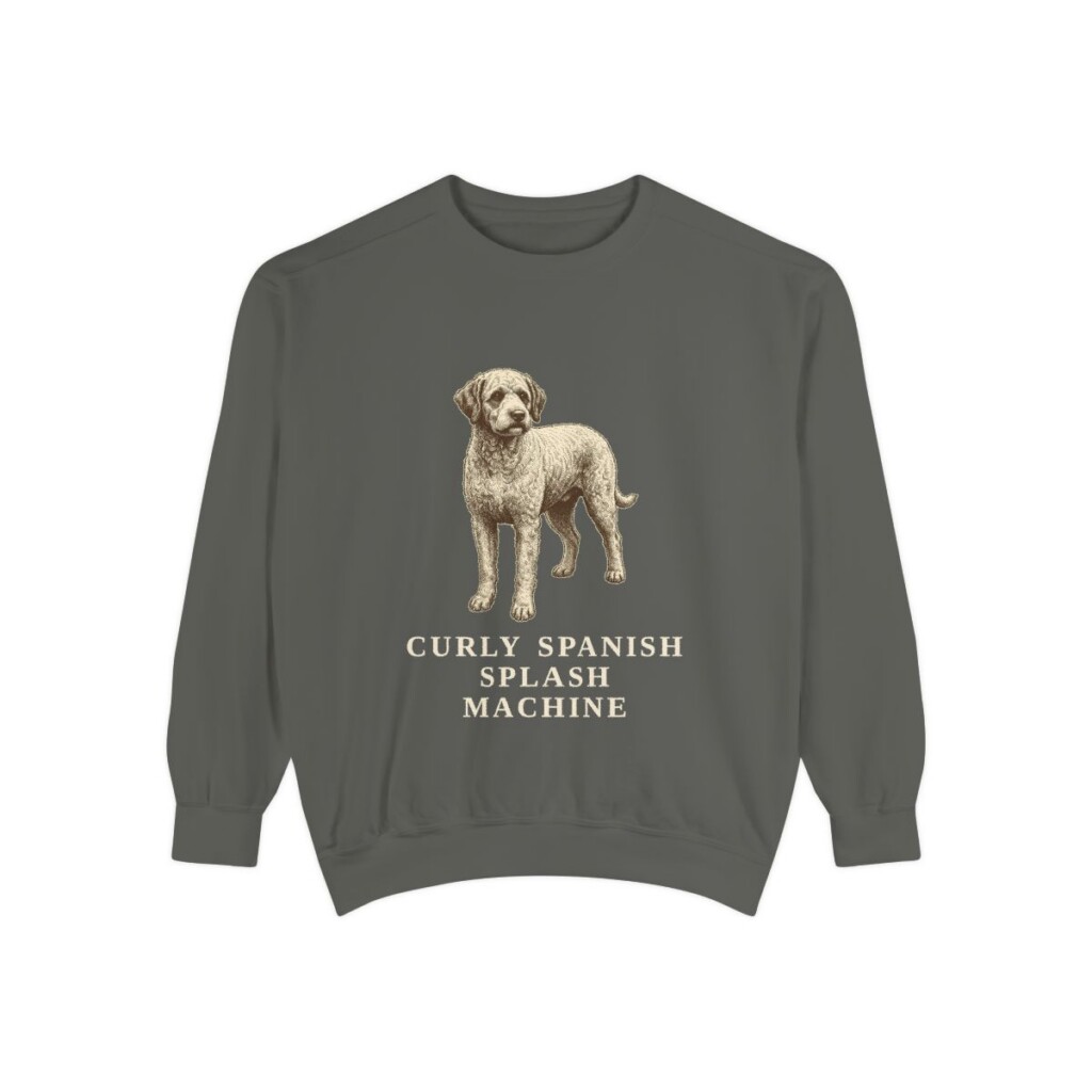 spanish-water-dog-sweatshirt-humor-pepper Spanish Water Dog Humor Sweatshirt, Pepper, front view