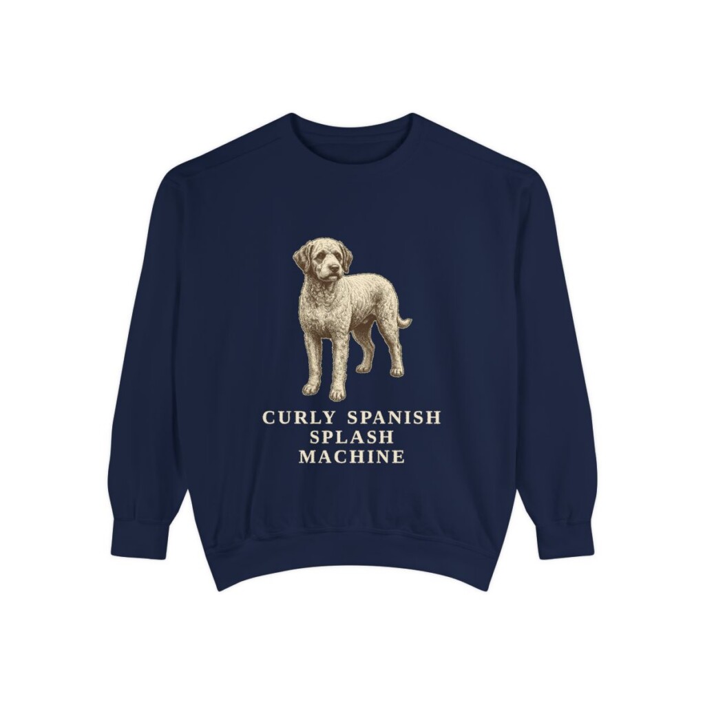 spanish-water-dog-sweatshirt-humor-true-navy Spanish Water Dog Humor Sweatshirt, True Navy, front view