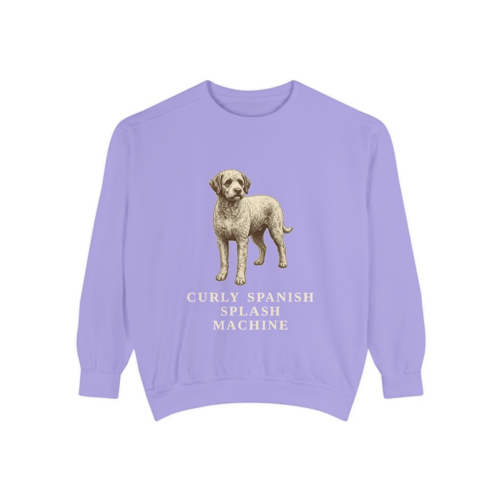spanish-water-dog-sweatshirt-humor-violet Spanish Water Dog Humor Sweatshirt, Violet, front view