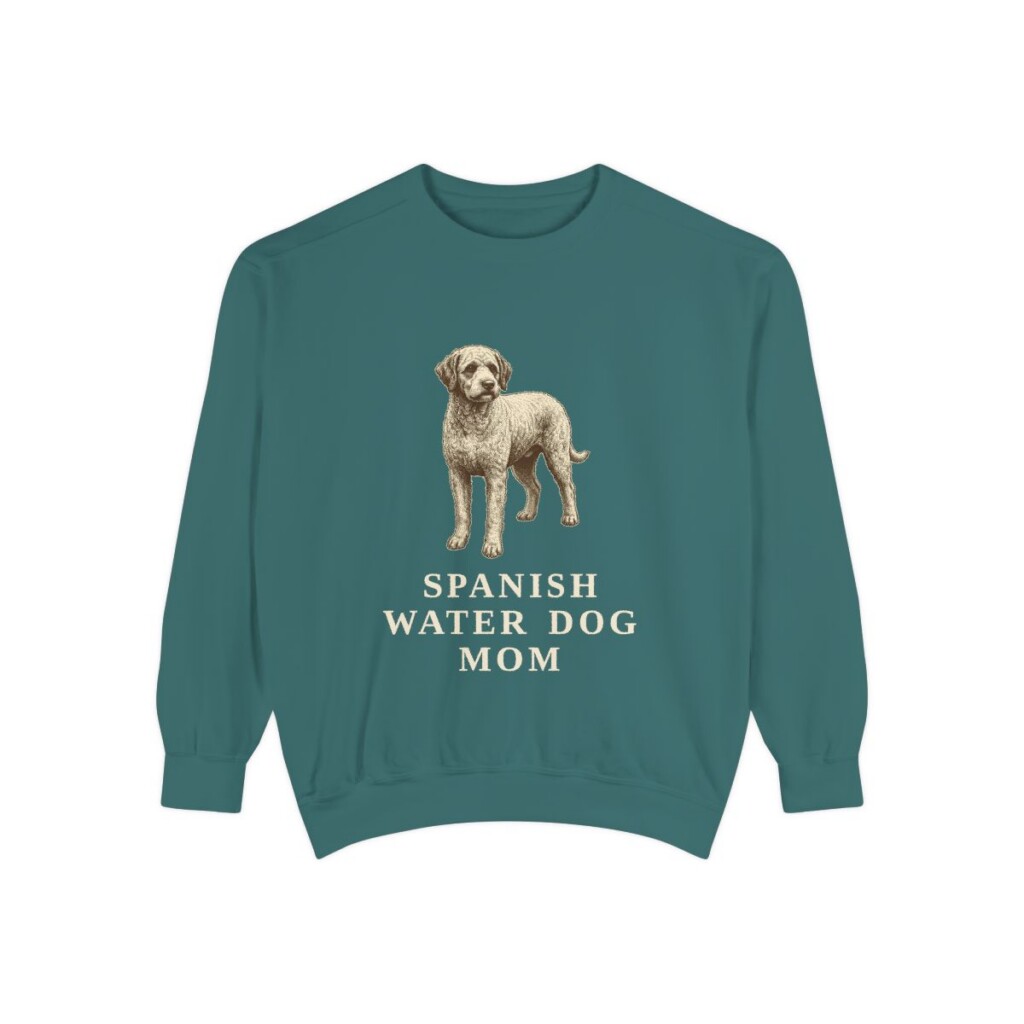 Spanish Water Dog Mom Sweatshirt, Blue Spruce, front view