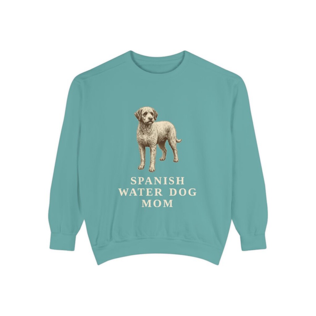 Spanish Water Dog Mom Sweatshirt, Seafoam, front view