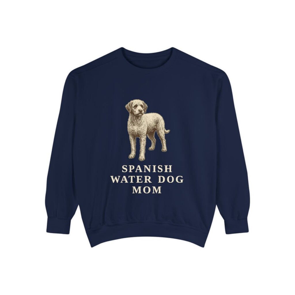 Spanish Water Dog Mom Sweatshirt, True Navy, front view