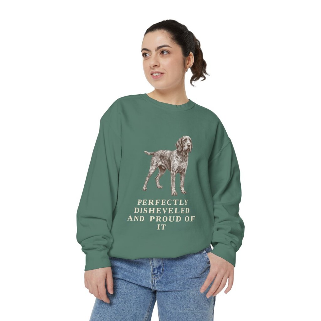 Spinone Italiano Humor Sweatshirt, Light Green, person 2 front