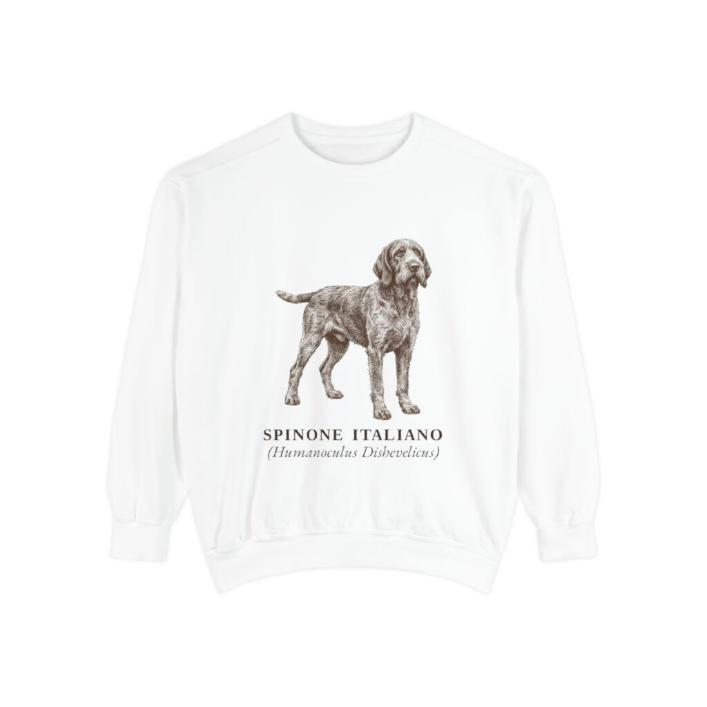 Spinone Italiano Latin Sweatshirt, White, front view