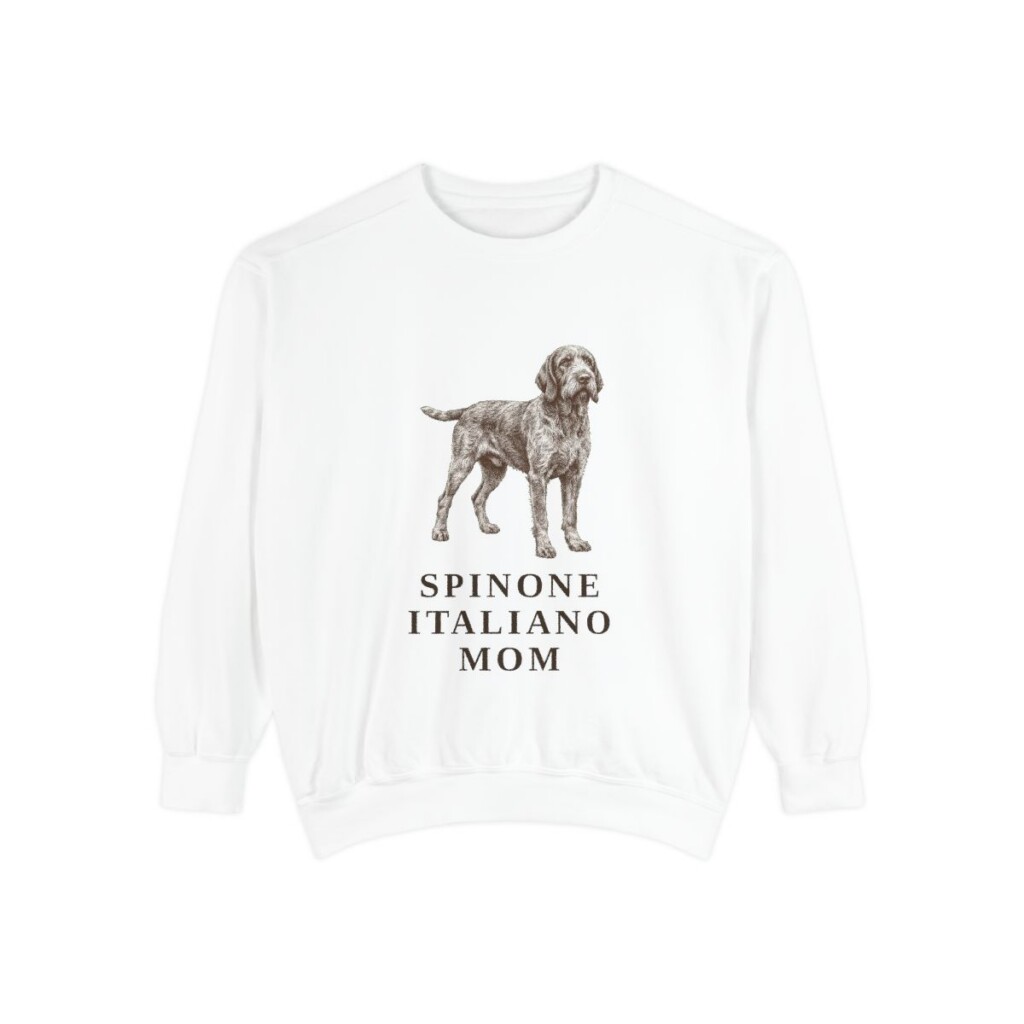 spinone-italiano-sweatshirt-mom-white Spinone Italiano Mom Sweatshirt, White, front view