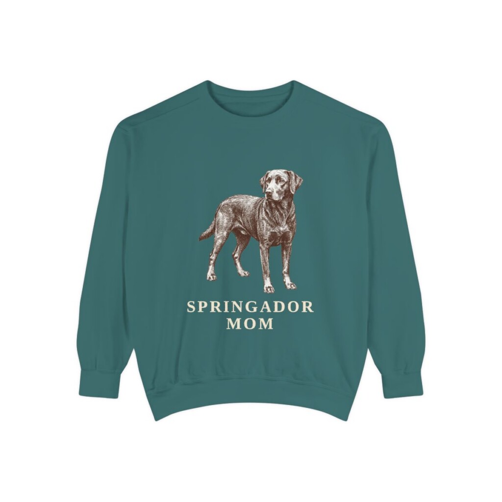 springador-sweatshirt-mom-blue-spruce Springador Mom Sweatshirt, Blue Spruce, front view