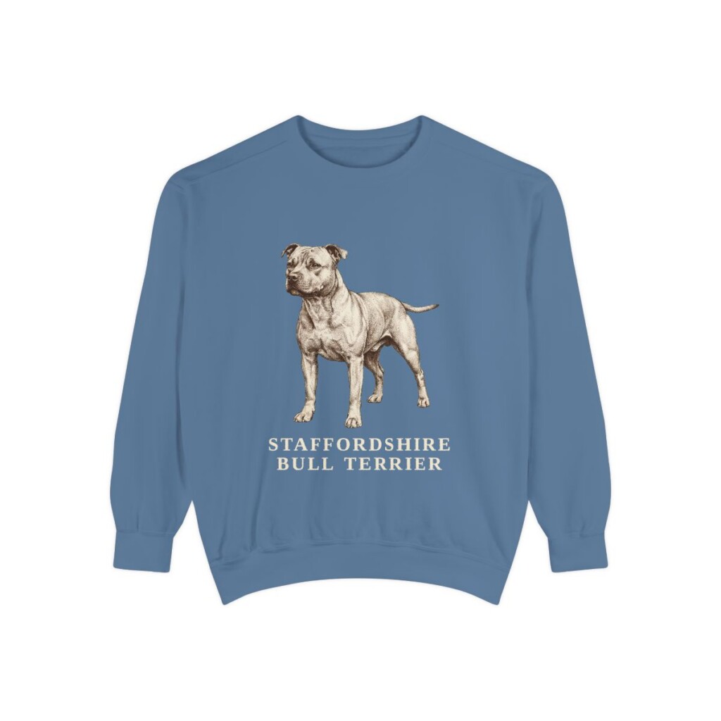 Staffordshire Bull Terrier Sweatshirt, Blue Jean, front view