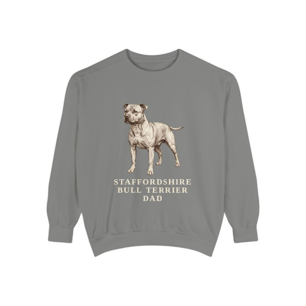 Staffordshire Bull Terrier Dad Sweatshirt, Grey, front view