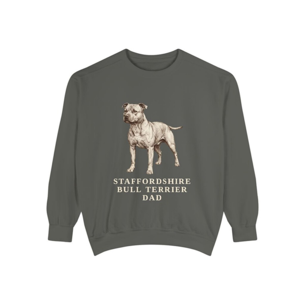 Staffordshire Bull Terrier Dad Sweatshirt, Pepper, front view
