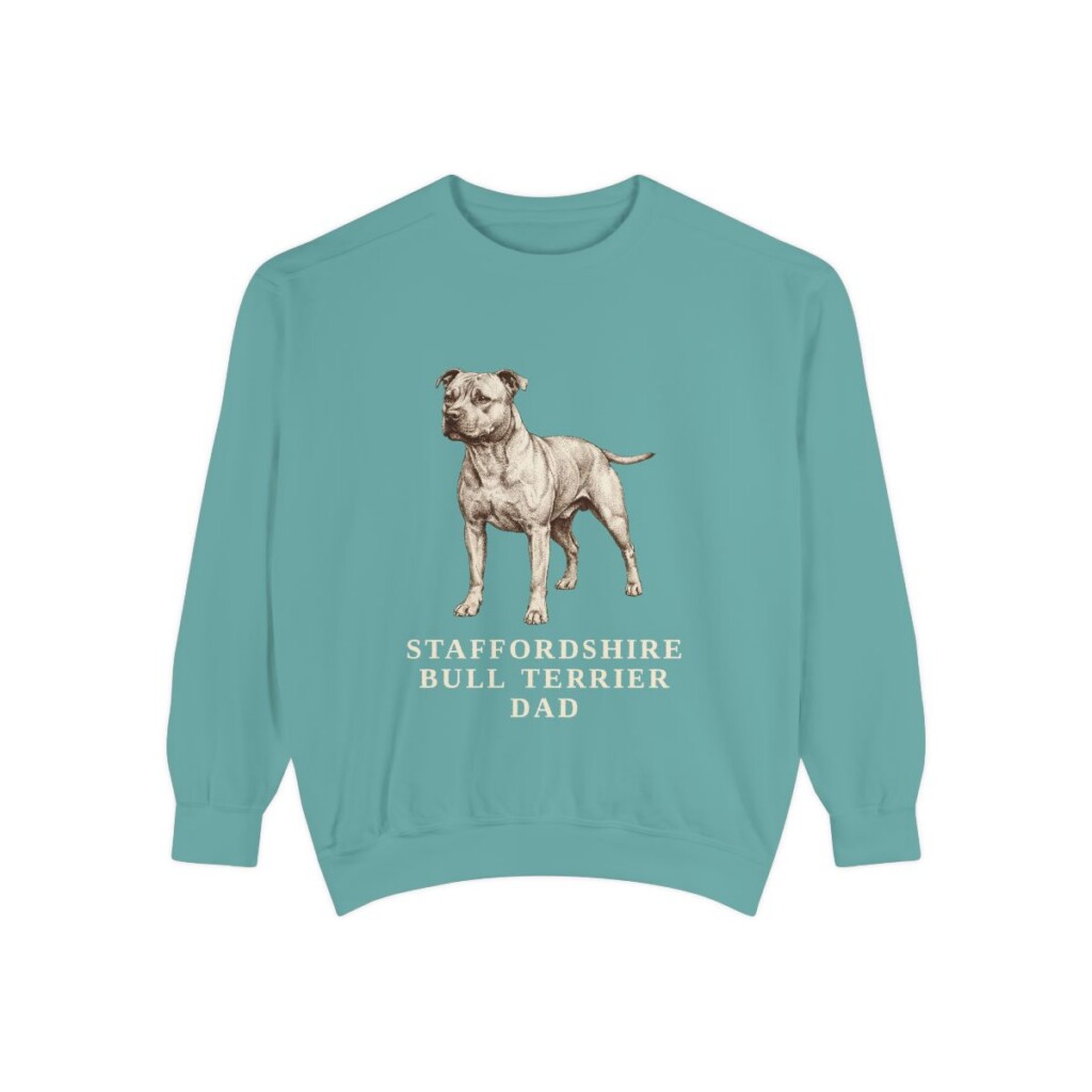 Staffordshire Bull Terrier Dad Sweatshirt, Seafoam, front view