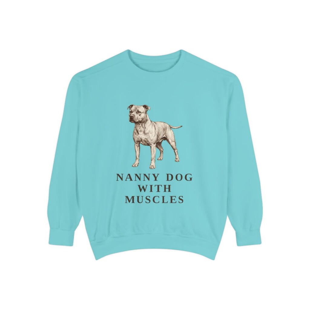Staffordshire Bull Terrier Humor Sweatshirt, Chalky Mint, front view