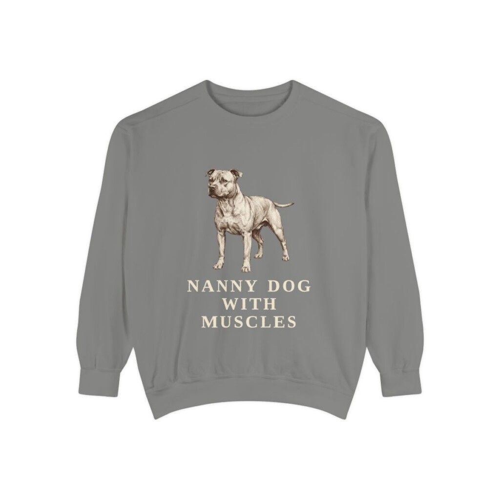 Staffordshire Bull Terrier Humor Sweatshirt, Grey, front view