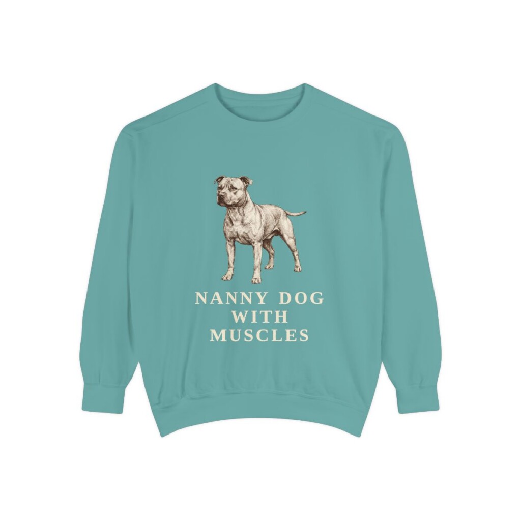 Staffordshire Bull Terrier Humor Sweatshirt, Seafoam, front view