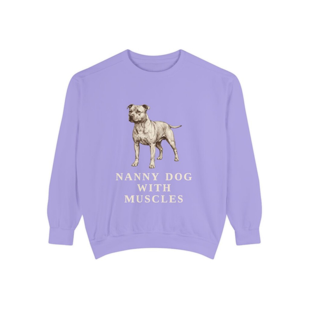 Staffordshire Bull Terrier Humor Sweatshirt, Violet, front view