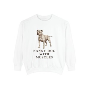 Staffordshire Bull Terrier Humor Sweatshirt, White, front view