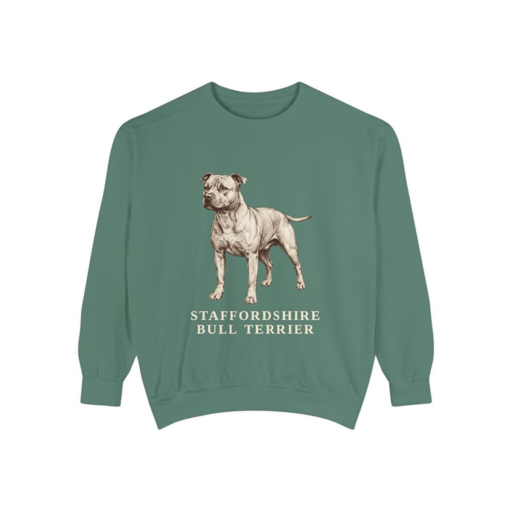 Staffordshire Bull Terrier Sweatshirt, Light Green, front view