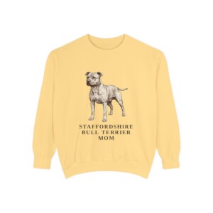 Staffordshire Bull Terrier Mom Sweatshirt, Butter, front view