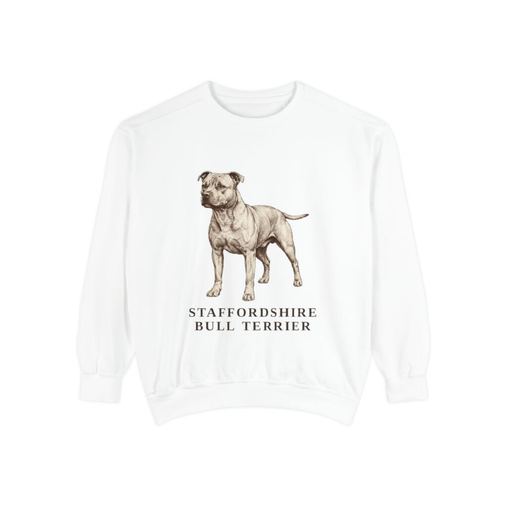Staffordshire Bull Terrier Sweatshirt, White, front view
