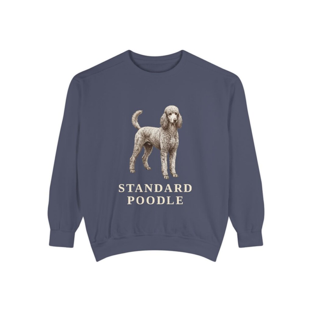 Standard Poodle Sweatshirt, Denim, front view