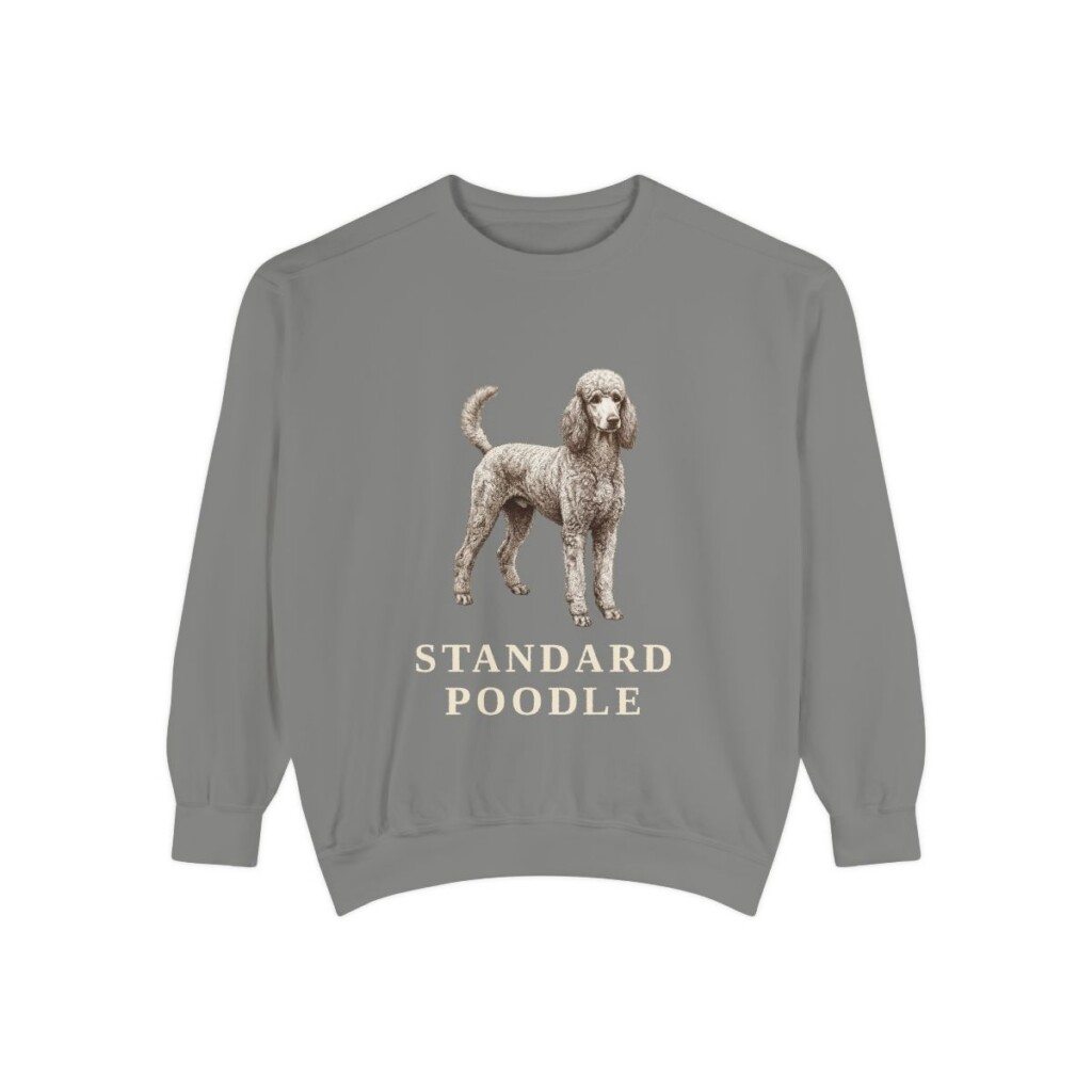 Standard Poodle Sweatshirt, Grey, front view