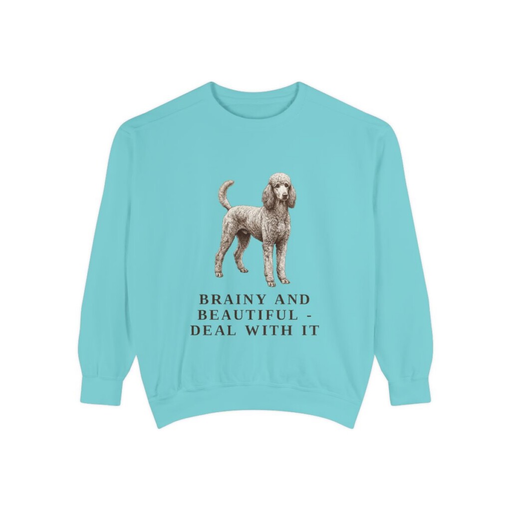 Standard Poodle Humor Sweatshirt, Chalky Mint, front view