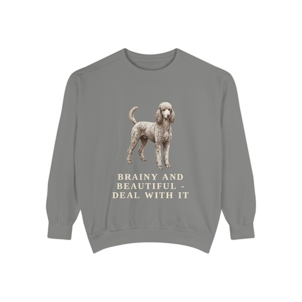 Standard Poodle Humor Sweatshirt, Grey, front view