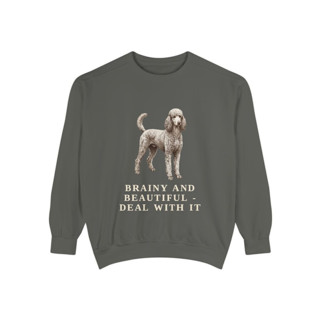 Standard Poodle Humor Sweatshirt, Pepper, front view