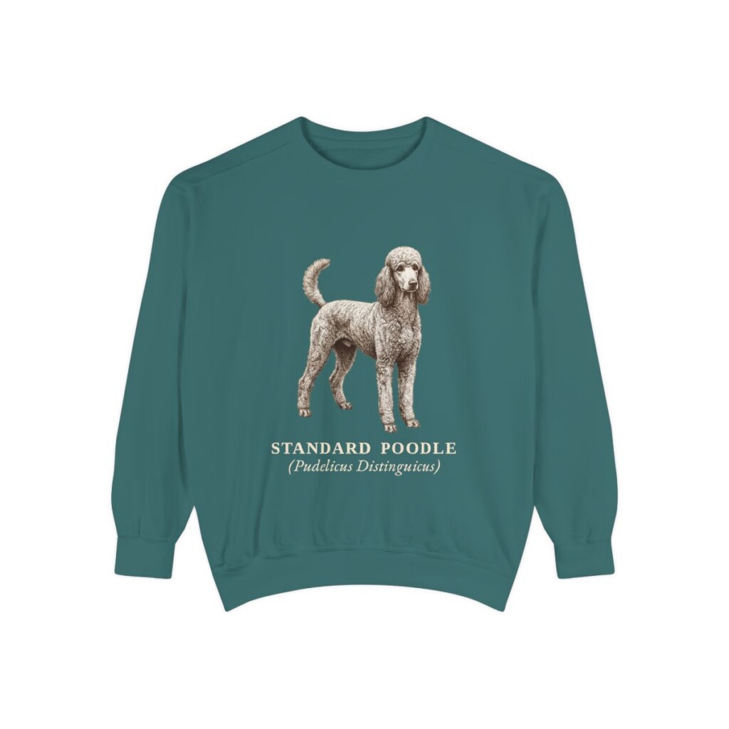 Standard Poodle Latin Sweatshirt, Blue Spruce, front view