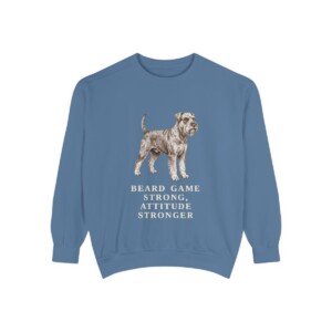 Standard Schnauzer Humor Sweatshirt, Blue Jean, front view
