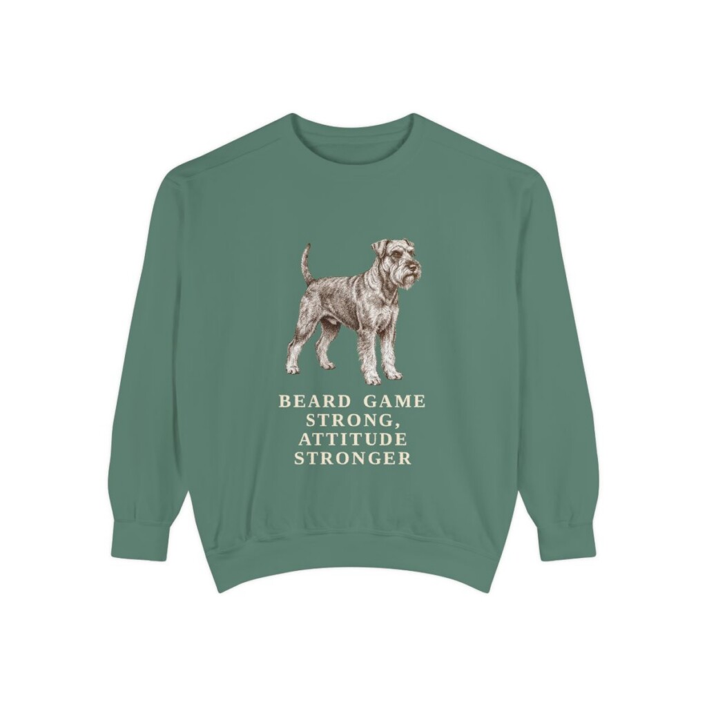Standard Schnauzer Humor Sweatshirt, Light Green, front view