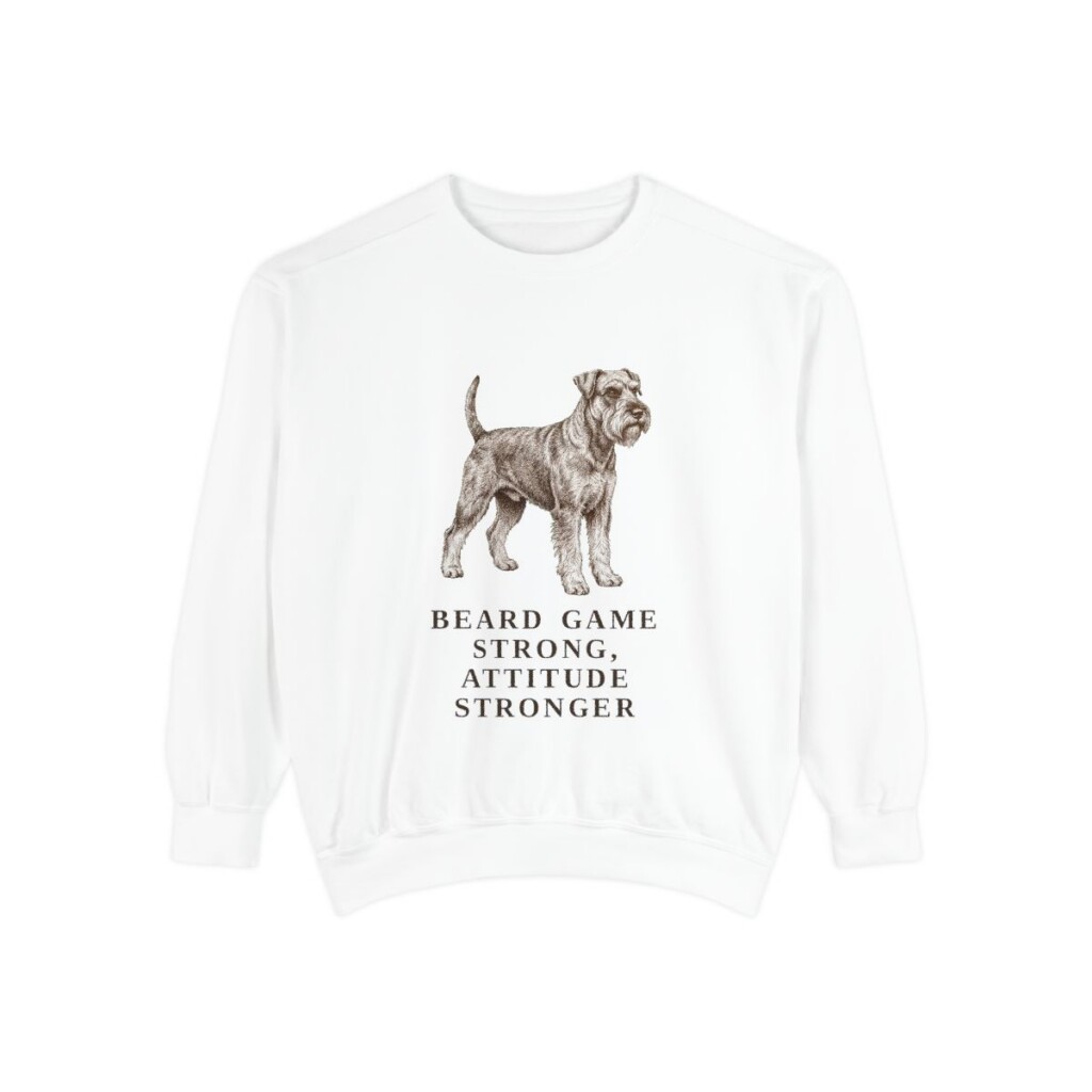 Standard Schnauzer Humor Sweatshirt, White, front view