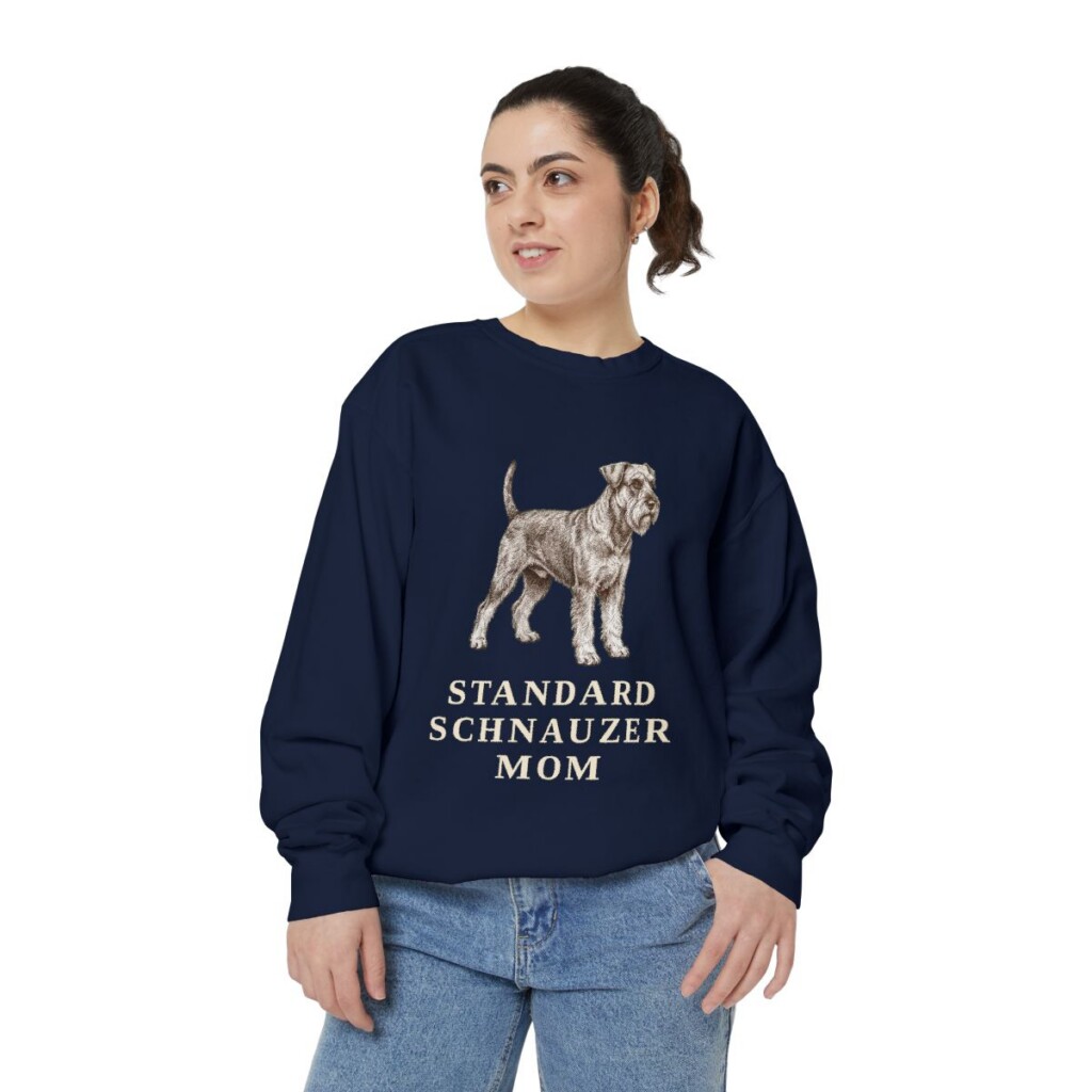 Standard Schnauzer Mom Sweatshirt, True Navy, person 2 front