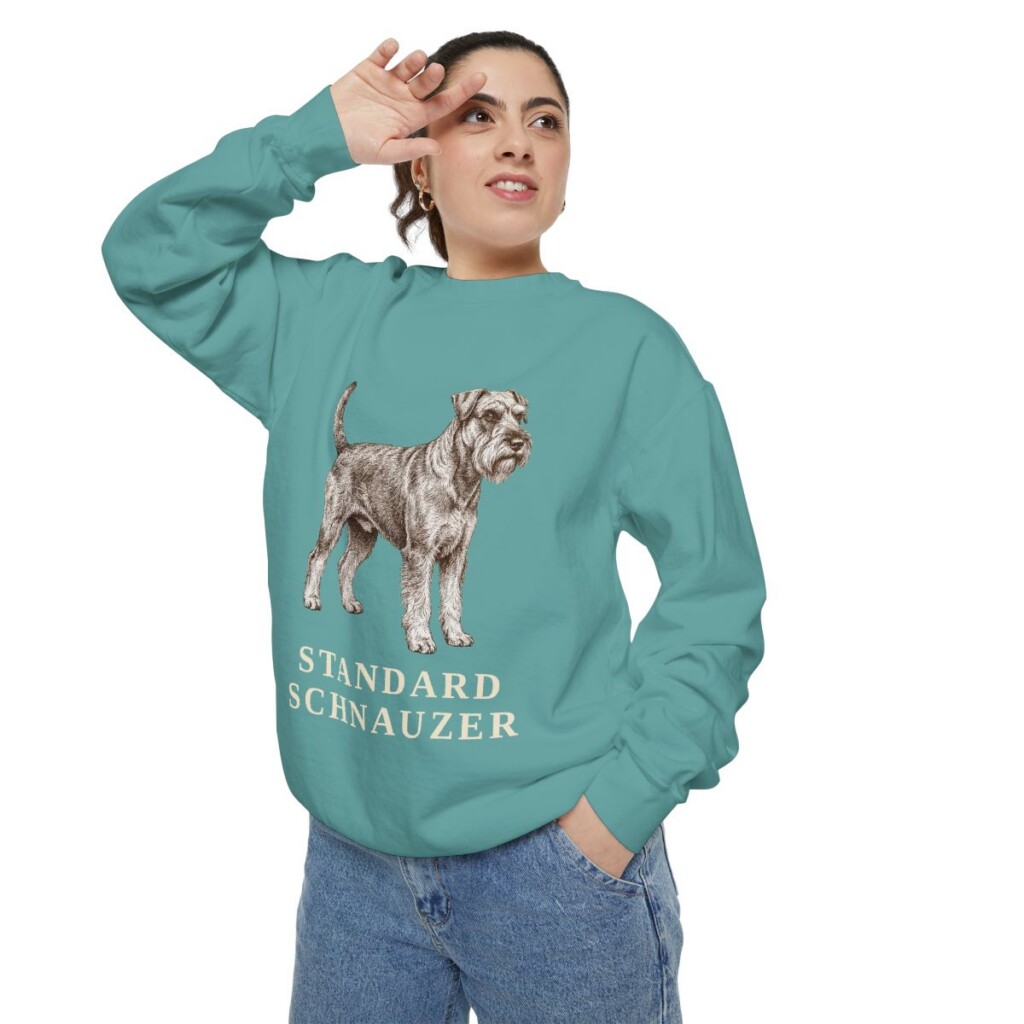 Standard Schnauzer Sweatshirt, Seafoam, person 2 context