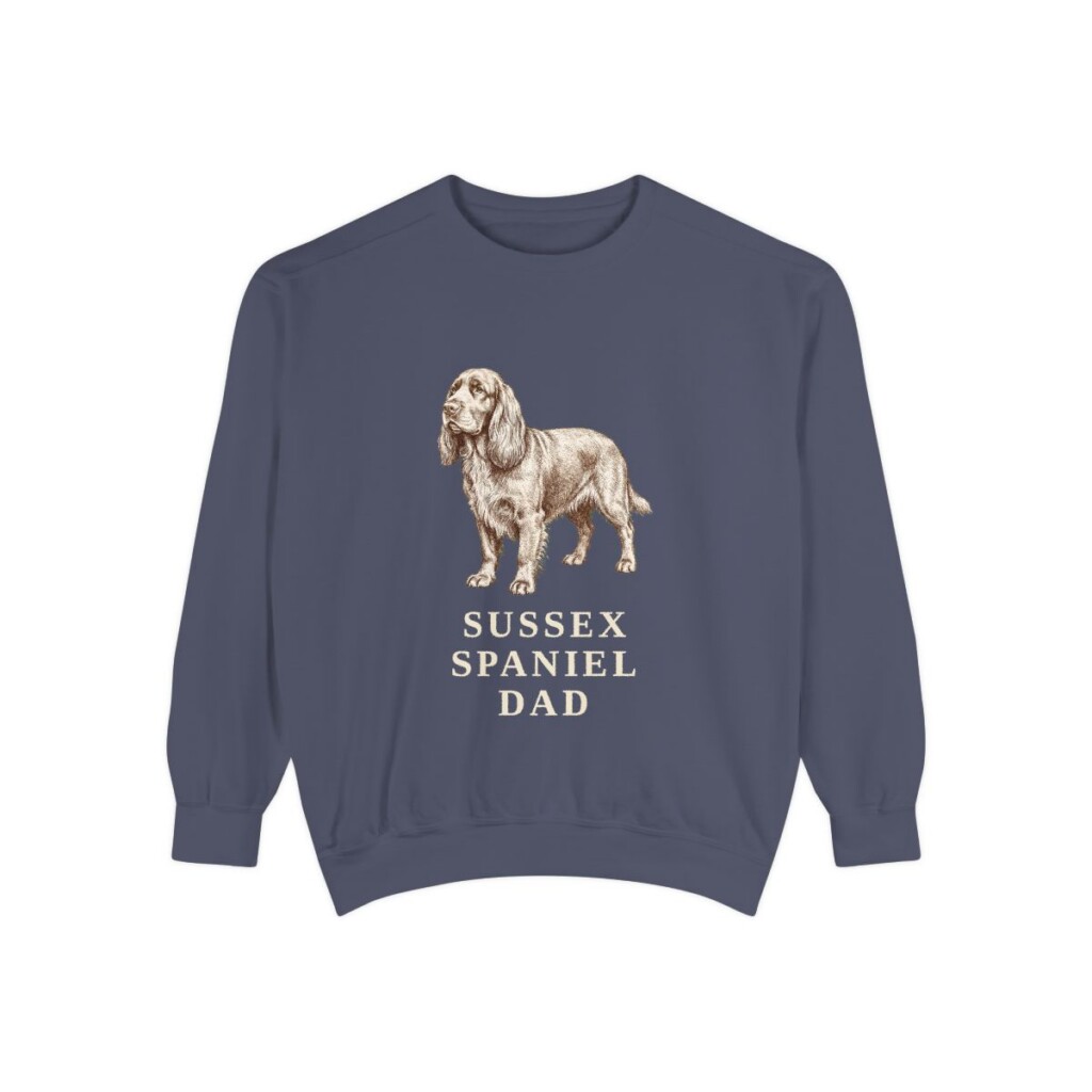 Sussex Spaniel Dad Sweatshirt, Denim, front view