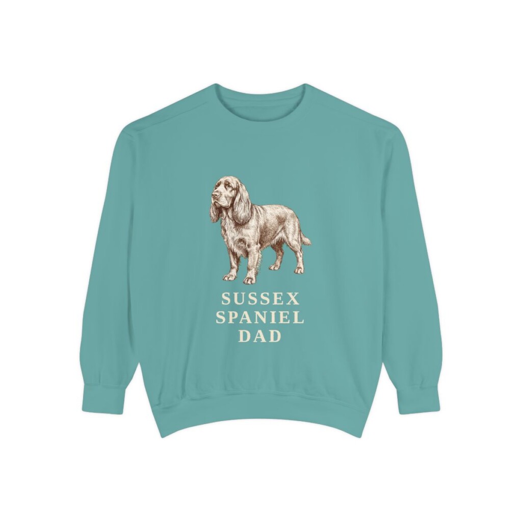 Sussex Spaniel Dad Sweatshirt, Seafoam, front view