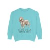 Sussex Spaniel Humor Sweatshirt, Chalky Mint, front view