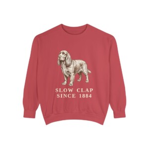 Sussex Spaniel Humor Sweatshirt, Crimson, front view