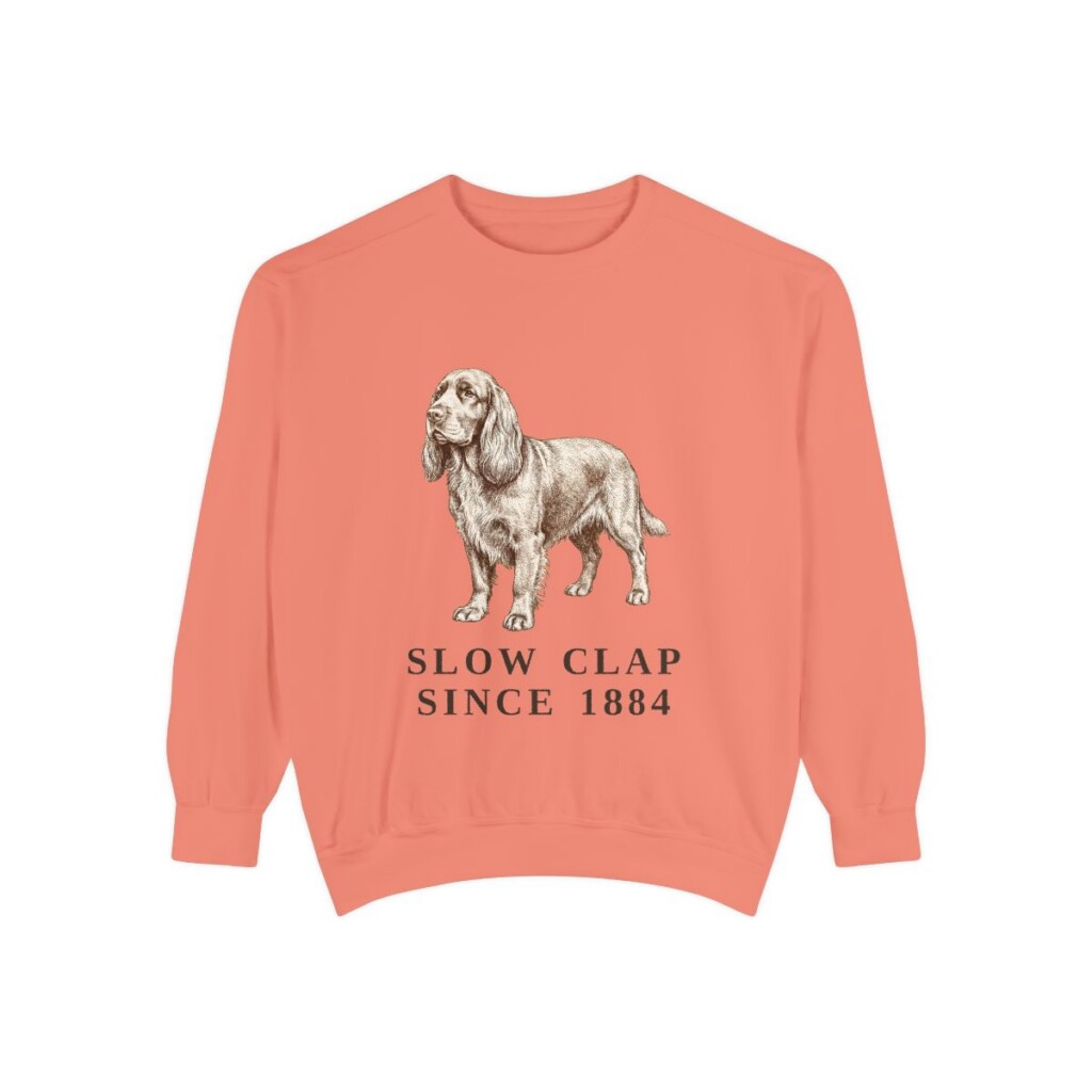 Sussex Spaniel Humor Sweatshirt, Terracotta, front view